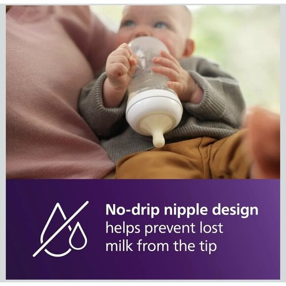 Philips Avent Natural Baby Bottle with Response Nipple, Clear, 9 oz 1m+ (4 Pack) - Picture 5 of 6